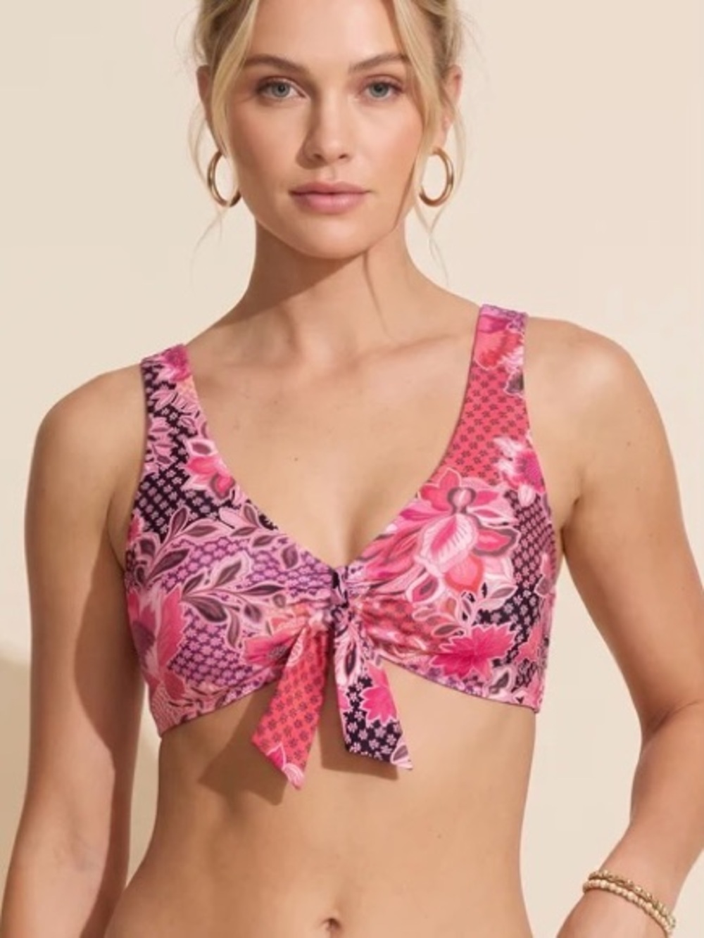 Johnny Was Valennis Bikini Top Patchwork Boho Print Size Small